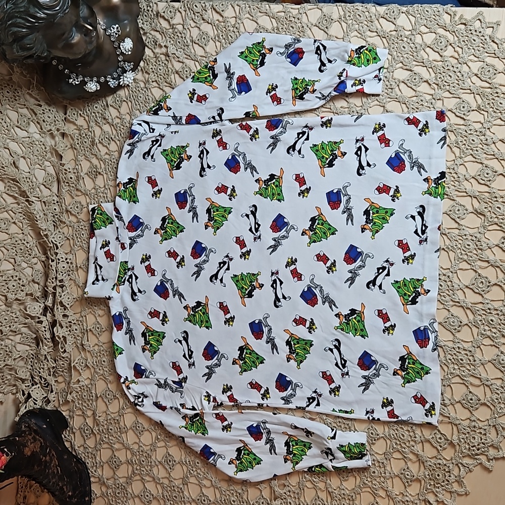 Vintage Looney Tunes 90s Allover Print Christmas Turtleneck Top